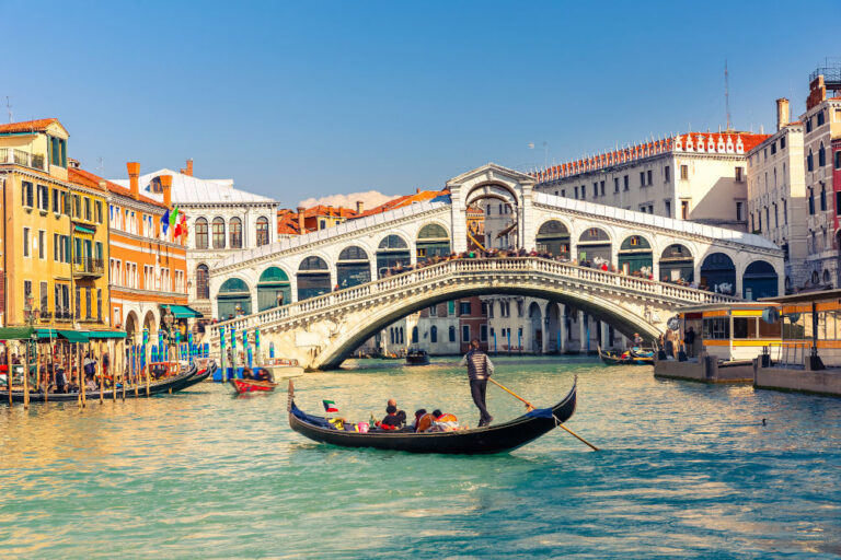 Gondola near Rialto Bridge in Venice, Italy